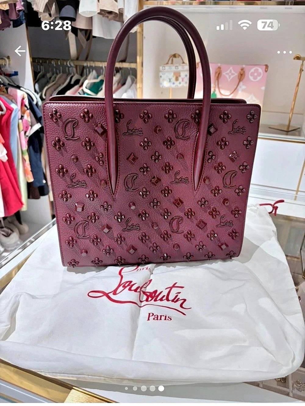Christian Louboutin Paloma Medium Tote Burgundy
